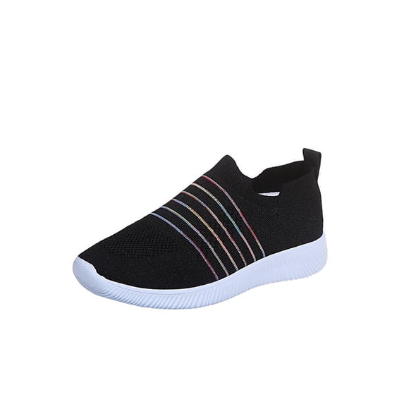 Sanviglor Women Casual Shoes Comfort Sneakers Slip On Flats Work Wide Width Breathable Walking Shoe Lightweight Non-Slip Sock Sneaker Black 4.5
