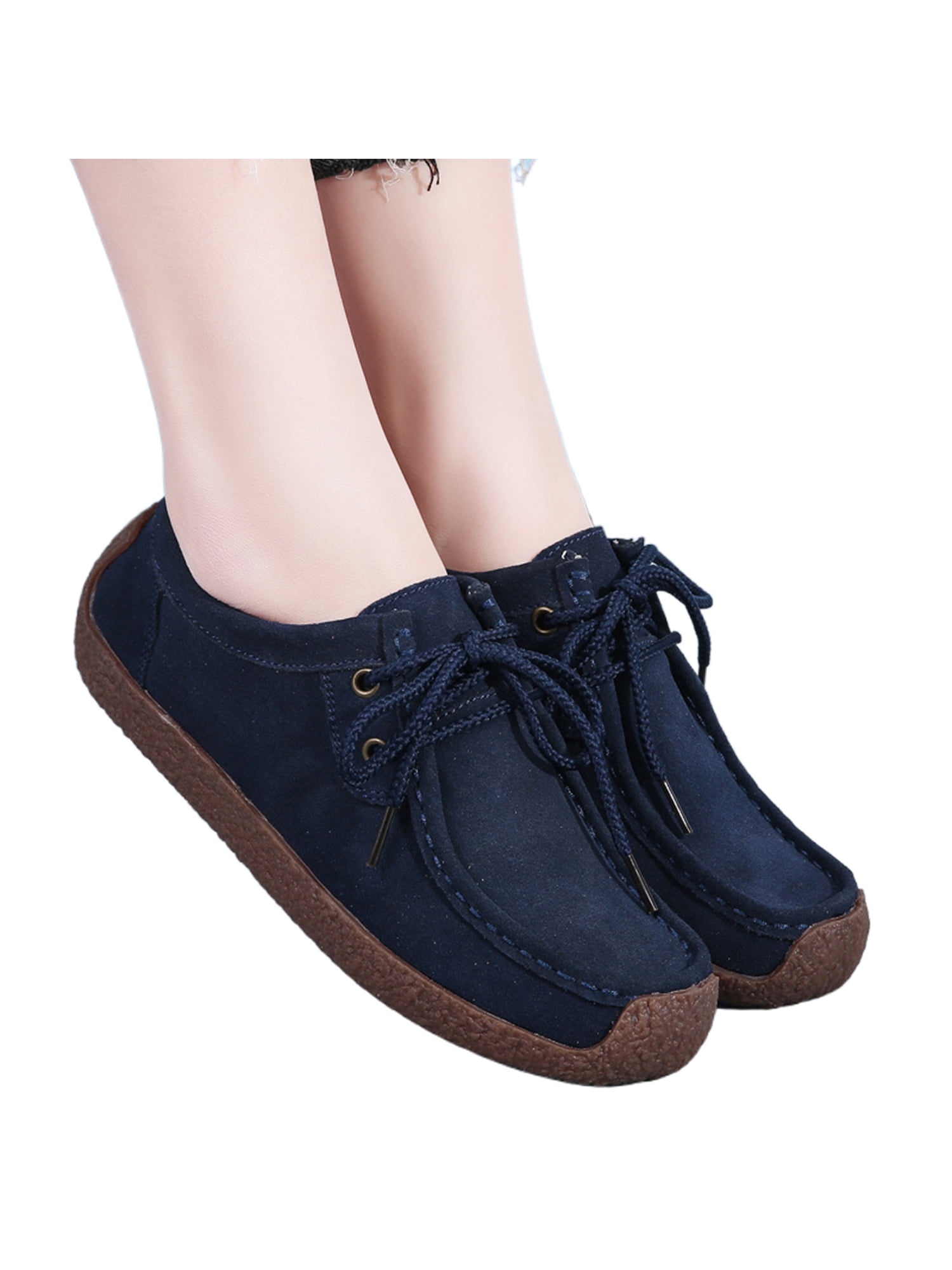 Sanviglor Women Flats Lace Up Loafers Non slip Casual Shoes