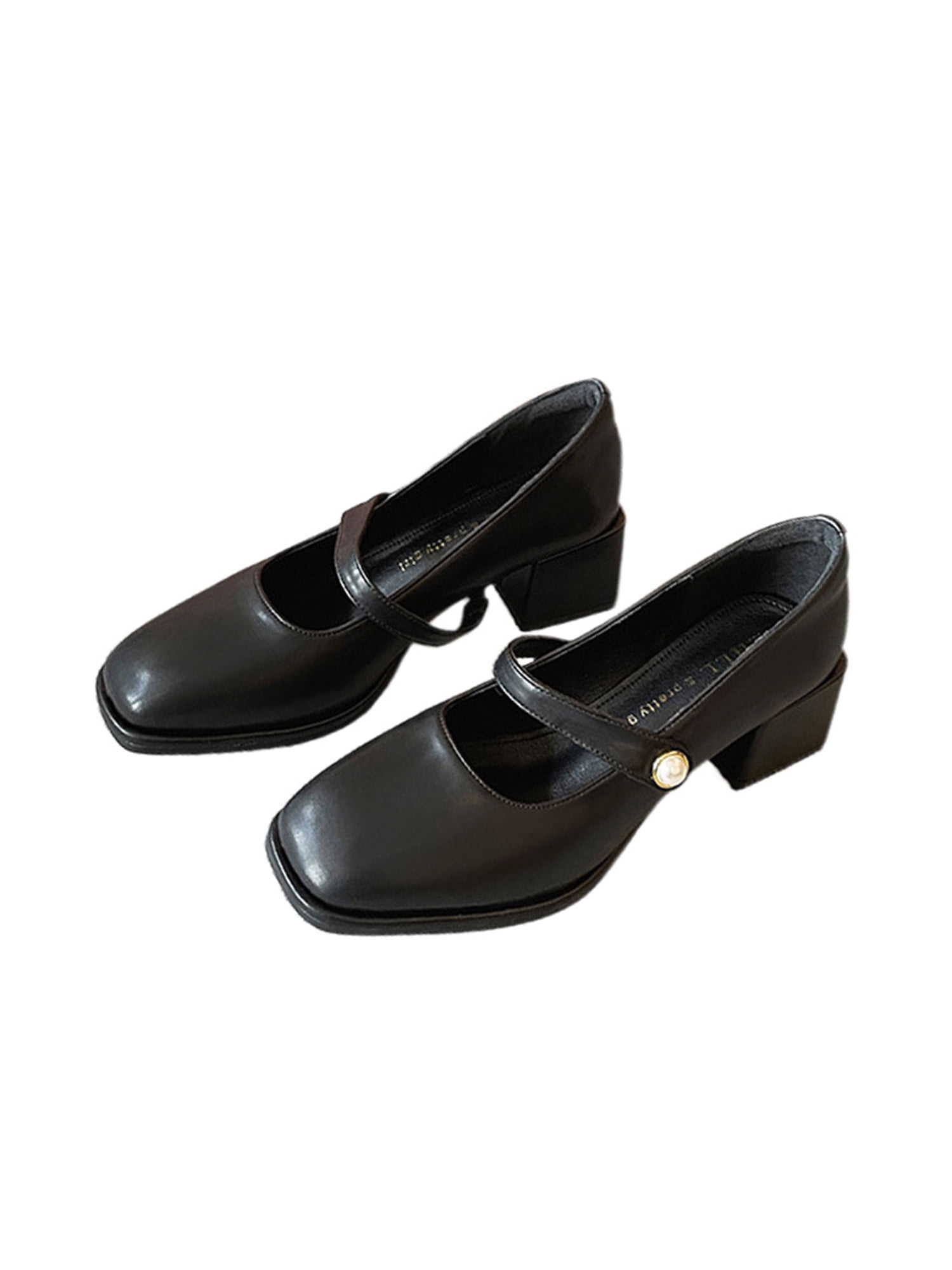 Sanviglor Womens Mary Jane Heels Slip On Dress Pump Shoes Chunky Heel Pumps Work Lightweight