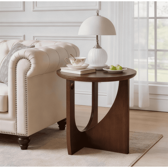 Sanweal 100% Solid Wood Side Table, Natural Wooden End Table,Rustic Center Table,Simple Accent Table for Living Room