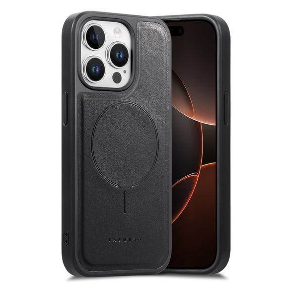 Sanwo Magnetic PU Leather Back Cover Cell Phone Case for Apple iPhone 16 Pro Max,Black