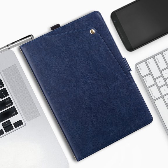Sanwo PU Leather Wallet Case for iPad Pro 11 2024/2025, Shockproof Folio Cover with Front Pocket and Pen Holder, Auto Sleep Wake Screen Protection Raised Bezel, Blue