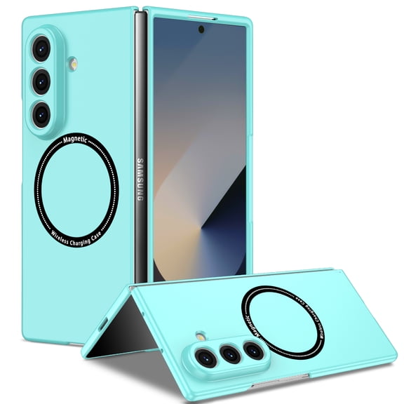 Sanwo for Samsung Galaxy Z Fold 8 Ultra Case, Built-in Magnetic Ring Wireless Charging Compatible, Shock Absorbing Anti-Scratch Protective Cover, Skyblue