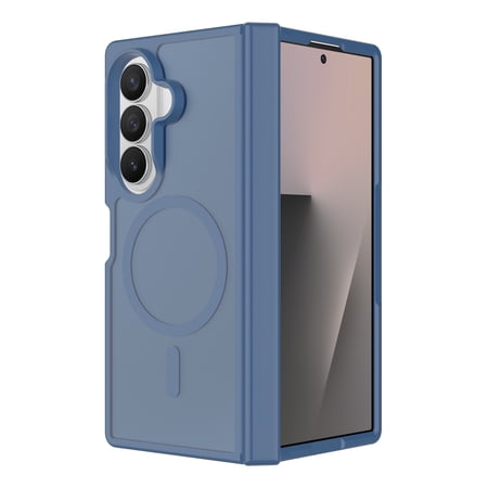 Sanwo for Samsung Galaxy Z Fold8 Ultra Case, Magnetic Compatible Case with Hinge Protection, Translucent Matte PC+TPU Cover, Wireless Charging Support,Darkblue