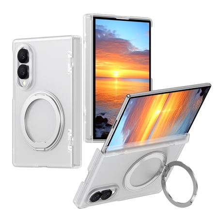 Sanwo for Samsung Galaxy Z Fold 8 Case, Magnetic Kickstand Case with Matte Clear Hard PC Back, Shock Absorbing Anti-Scratch Design, Matteclear