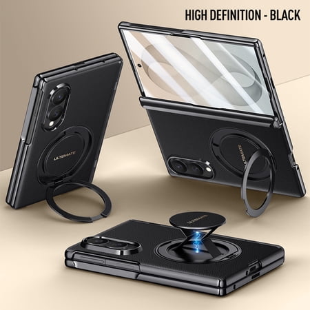 Sanwo for Samsung Galaxy Z Fold 8 Case, Shockproof Kickstand Protective Cover with Built-in Screen Protector, 360° Full Body Protection, Black