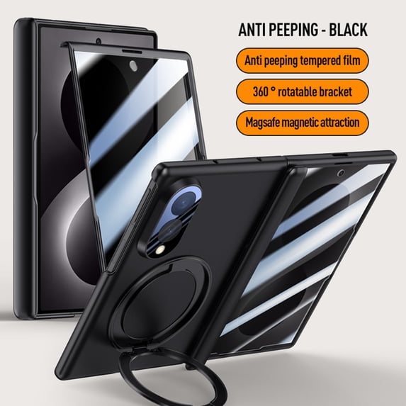 Sanwo for Samsung Galaxy Z Fold8 Case, Hard PC Magnetic Shockproof Case with Ring Holder Kickstand and Built-in Screen Protector,A