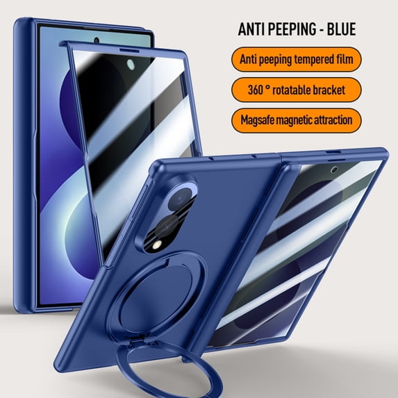 Sanwo for Samsung Galaxy Z Fold8 Case, Hard PC Magnetic Shockproof Case with Ring Holder Kickstand and Built-in Screen Protector,B