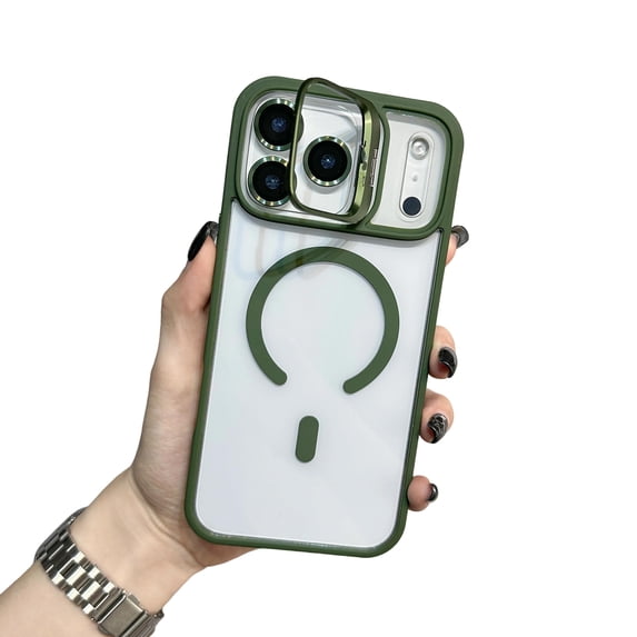 Sanwo for iPhone 17 Pro Magnetic Case with Camera Frame Stand, Clear PC ...