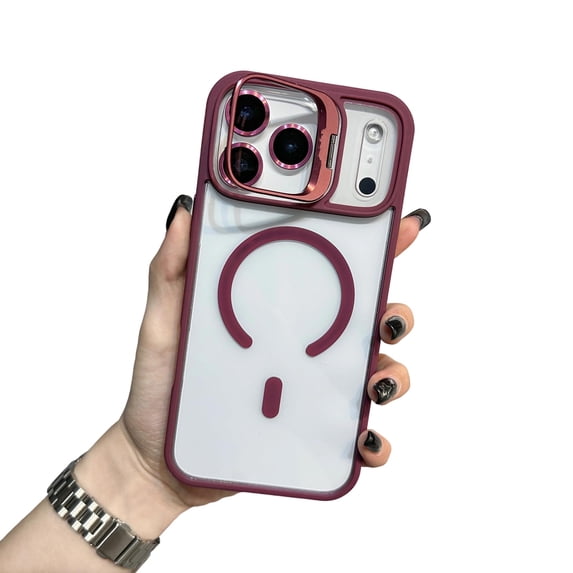Sanwo for iPhone 17 Pro Magnetic Case with Camera Frame Stand, Clear PC ...