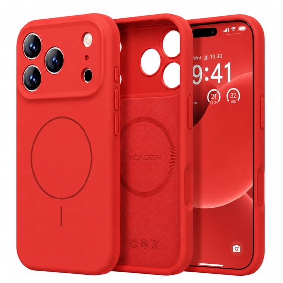 Sanwo for iPhone 17 Pro Max Case,Compatible with MagSafe, Camera Control Cover, Full Camera Protection, Silicone Shockproof Protective Cover, Red
