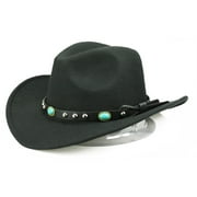 Sanwood Mens Hat Black,Fashion Rivet Roll Up Wide Brim Western Cowboy Cowgirl Hat Sombrero Jazz Cap