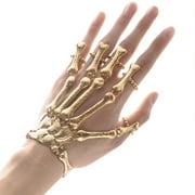 Sanwood Punk Gothic Skeleton Skull Bone Hand Bangle Finger Ring Bracelet Jewelry Gift