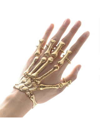 Punk Personality Skull Hand Bone Versatile Five Finger Ring Bracelet  Adjustable One Chain Ring, Fashion Rings
