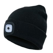 Sanwood Unisex Hat Black,Unisex Winter LED Light Luminous Warm Knitted Hat Outdoor Camping Head Lamp Cap