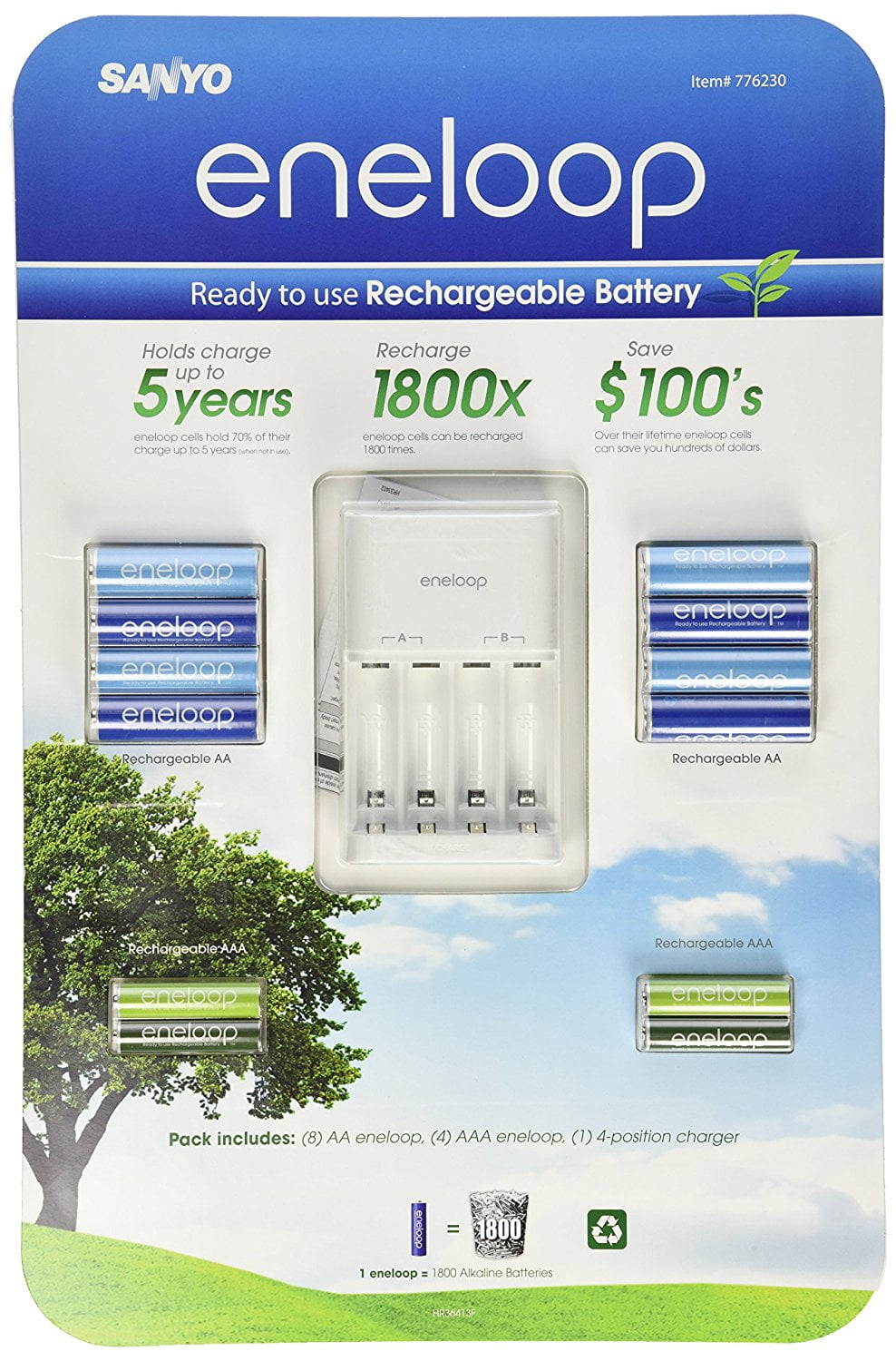 Sanyo Eneloop Ni_MH Charger and 8 Rechargeable AA and 4 Rechargeable AAA Batteries