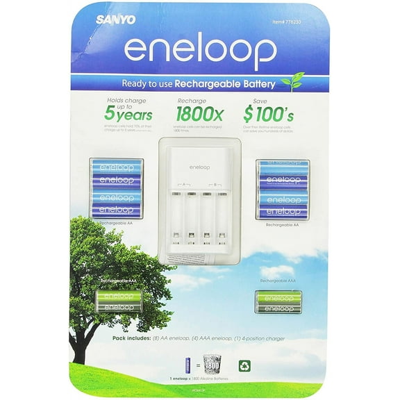 Sanyo Eneloop Rechargeable Battery 8x AA, 4x AAA 3rd Gen 1800X Recharge Cycles