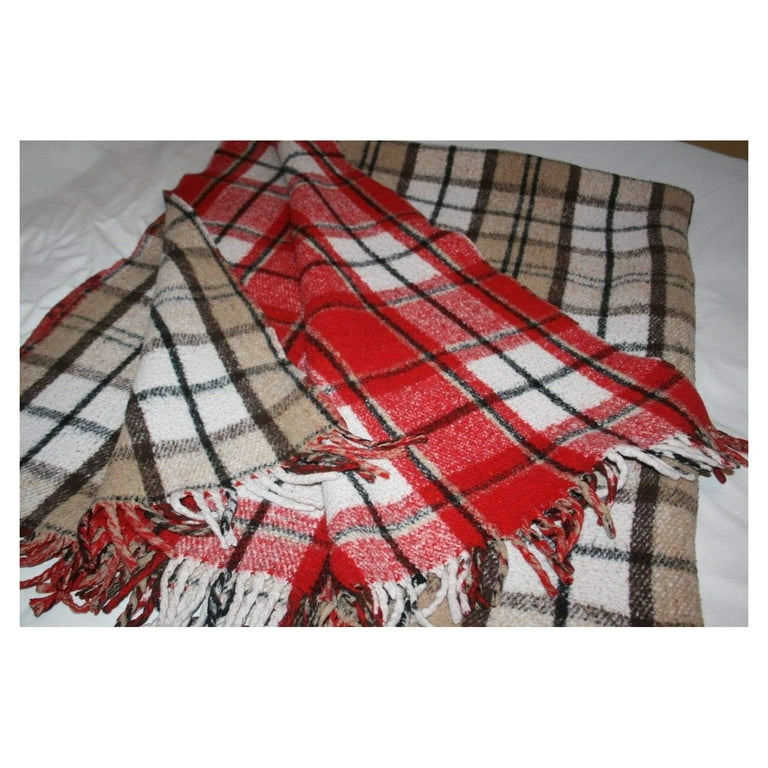 Sanyork Warm Brushed Recycled Wool Plaid Blanket Mexico Throw Mexican Assorted Colors004909