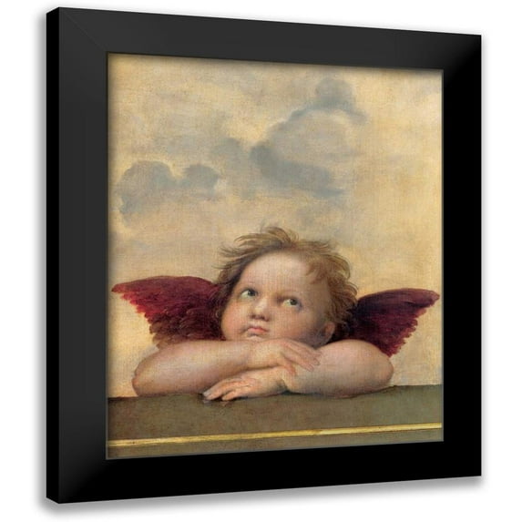 Sanzio, Raffaello 15x18 Black Modern Framed Museum Art Print Titled - Angelo II - Madonna Sistina