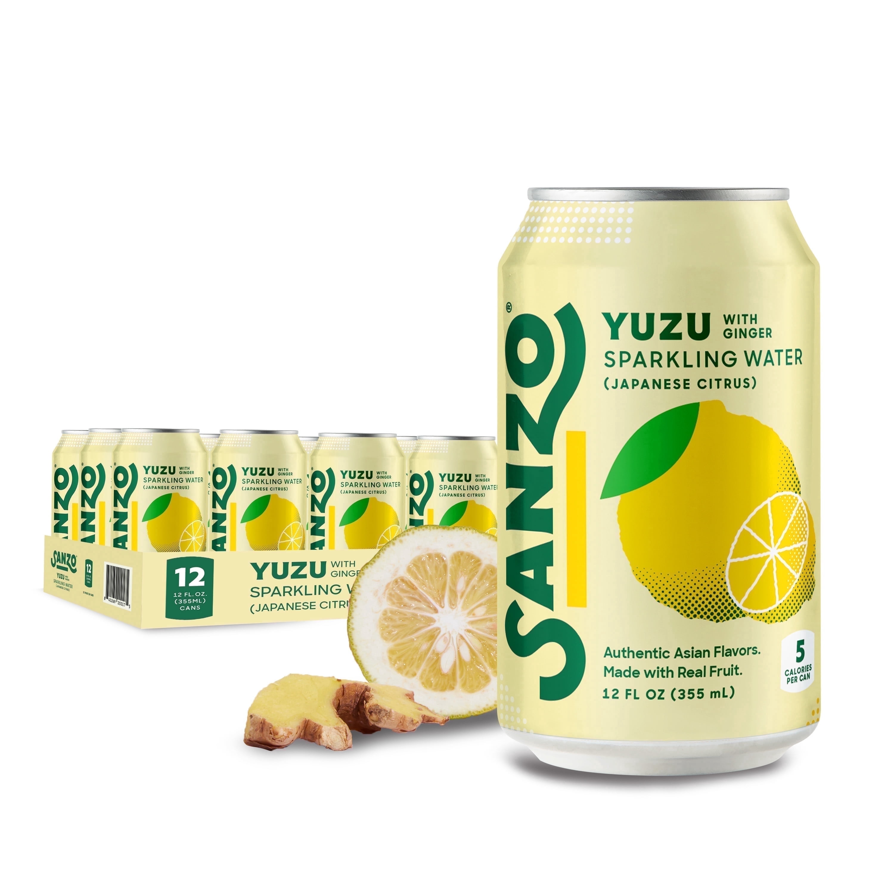 Sanzo Yuzu Lemon Sparkling Water, 12 fl oz, 12 Pack Cans - Walmart.com
