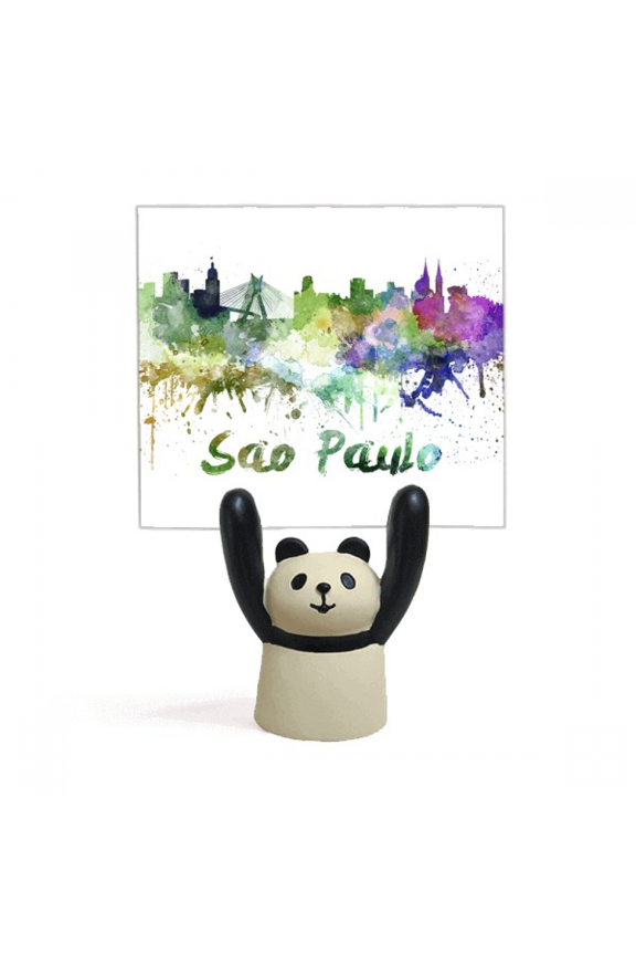 Sao Paula Brazil City Watercolor Memo Holder Cartoon Animal Panda Stand Decoration