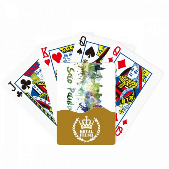 Sao Paula Brazil City Watercolor Royal Flush Poker Playing Card Game