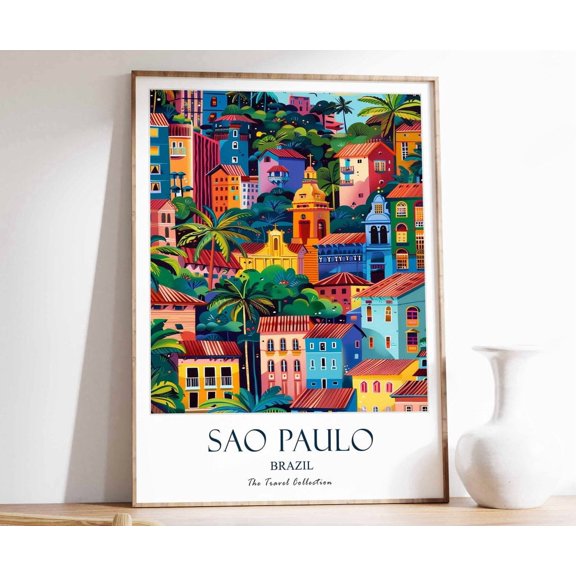 Sao Paulo Brazil Tropical Travel Poster Unframed Paper Print