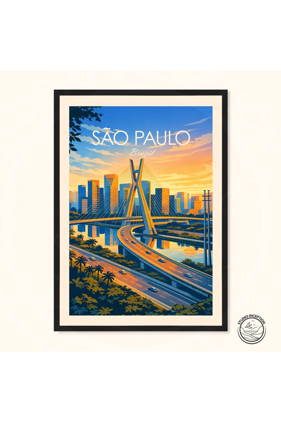 Sao Paulo Skyline Travel Print Brazil Available In A Range Of Sizes.