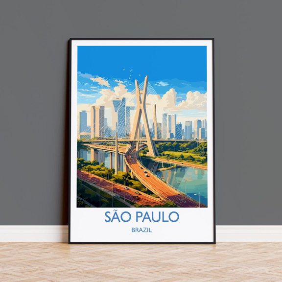 Sao Paulo Travel Print Travel Poster Of Sao Paulo Brazil City Poster Sao Paulo Wall Art Lovers Gift Brazil Art Gift