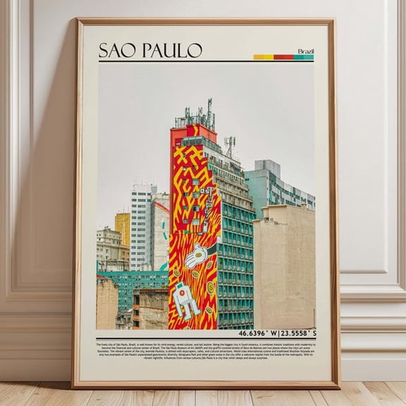 Sao Paulo Wall Art, Sao Paulo Poster, Sao Paulo Travel Poster, Sao Paulo Print, Sao Paulo Art, Sao Paulo Poster, Brazil- Wall Art Print, 12x18 UNFRAMED