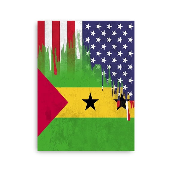 Sao Toman And Principe American Flag Wall Art Friendship USA Sao Tome And Principe Roots Poster - 16x24 Inch Unframed