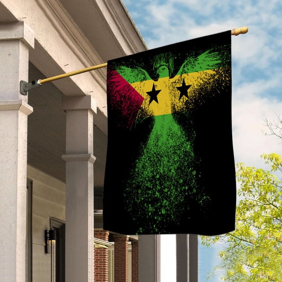 Sao Toman And Principe Flag With Eagle Painting - Proud Sao Tome And Principe House Flag (29.5x39.5) Double-Sided Decorative Polyester Indoor/Outdoor Flag