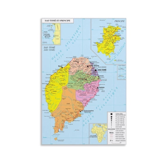 Sao Tome And Principe Map Posters Art Poster Canvas Painting Decor Wall Print Photo Gifts Home Modern Decorative Posters 16x24inch(40x60cm)