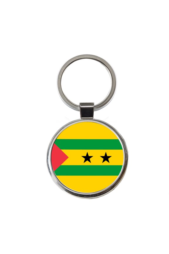 Sao Tome and Principe Country Flag Metal Round Keychain
