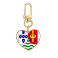 thumbnail image 1 of Sao Tome and Principe National Emblem Gold Heart Keychain Metal Keyring Holder, 1 of 3