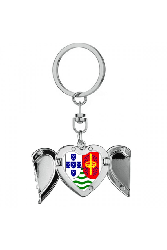 Sao Tome and Principe National Emblem Heart Angel Wing Key Chain Holder