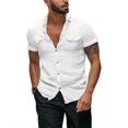 thumbnail image 1 of Saodimallsu Mens Linen Short Sleeve Button Down Shirts Summer Lightweight Beach Shirt, 1 of 3