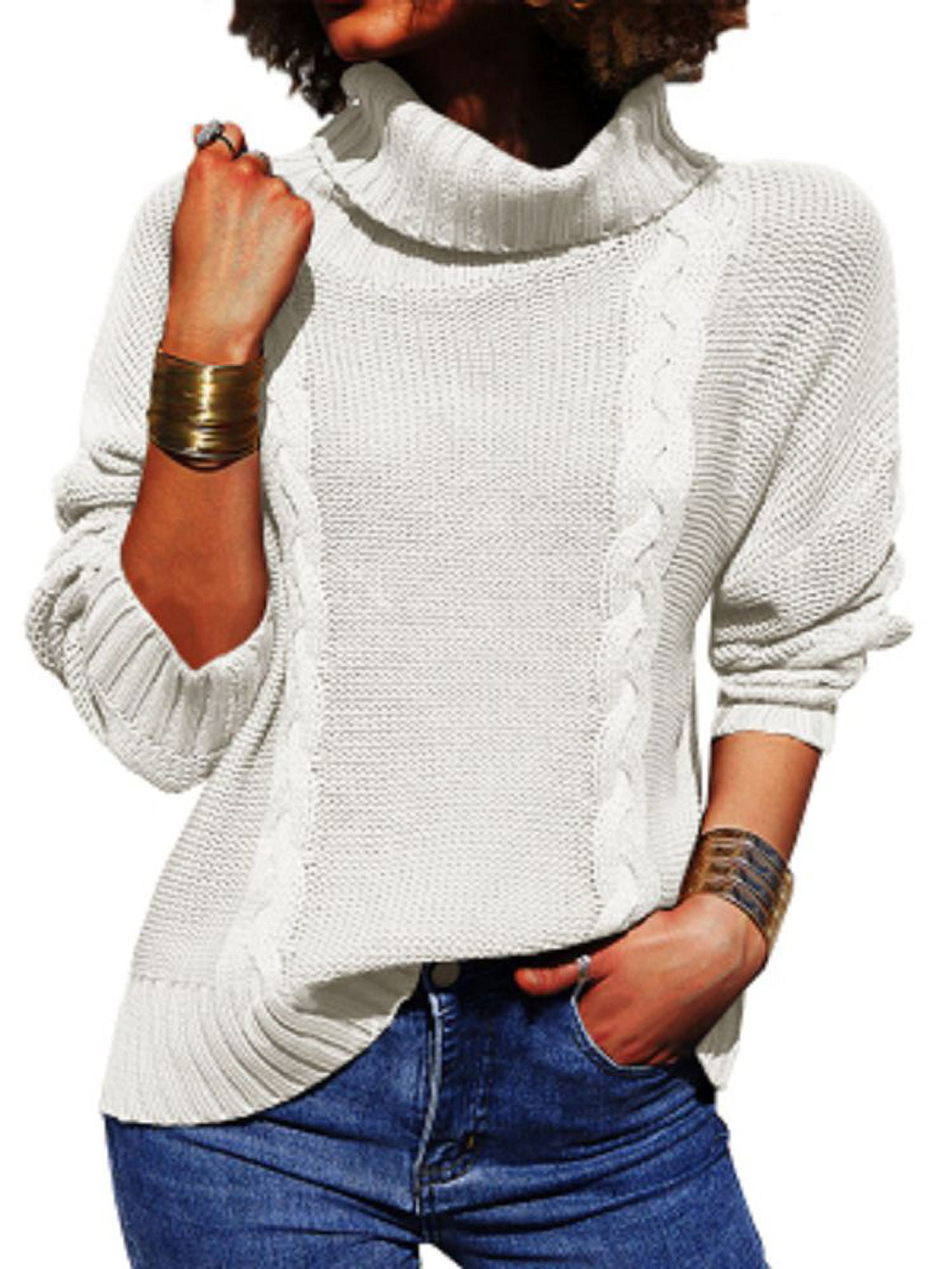Saodimallsu Womens Long Sleeve Chunky Turtleneck Sweater Oversized Knit Jumper Walmart