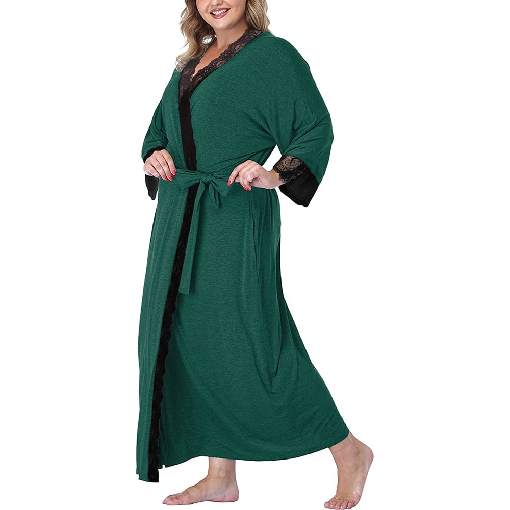 Saodimallsu Womens Plus Size Robes Long Lightweight Knit Bathrobe