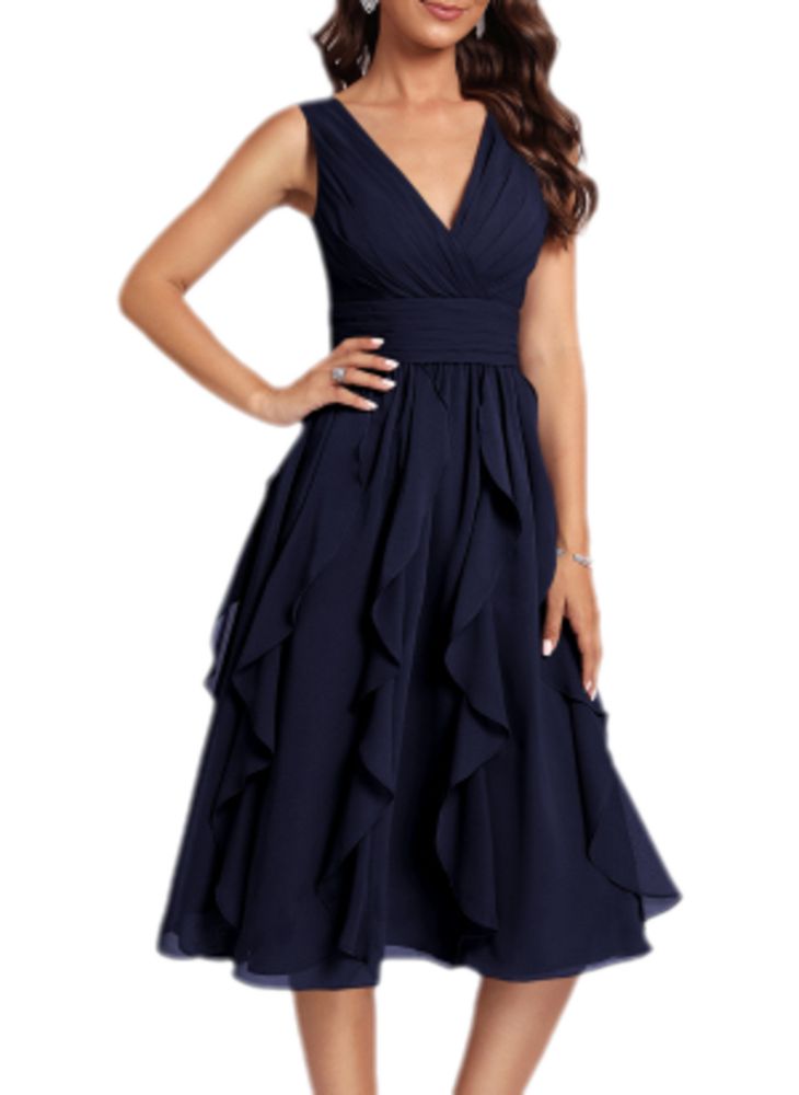 Saodimallsu Womens Wedding Guest Dress，Elegant V Neck Sleeveless