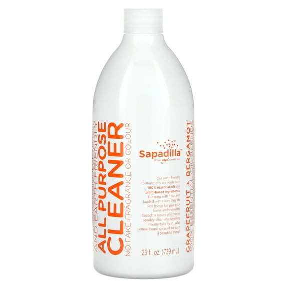 Sapadilla All Purpose Cleaner - Grapefruit + Bergamot - Made with 100% Pure Essential Oil Blends, Super Concentrated, Multi-Surface Cleaner, Aromatic, Plant Based, Biodegradable - 25 Ounce (Pack of 1)