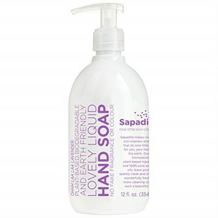 Sapadilla Liquid Hand Soap - Sweet Lavender + Lime - Made with 100% Pure Essential Oil Blends, Cleansing & Moisturizing, Aromatic & Fragrant Hand Soap, Plant Based, Biodegradable, 12 Ounce (Pack of 1)