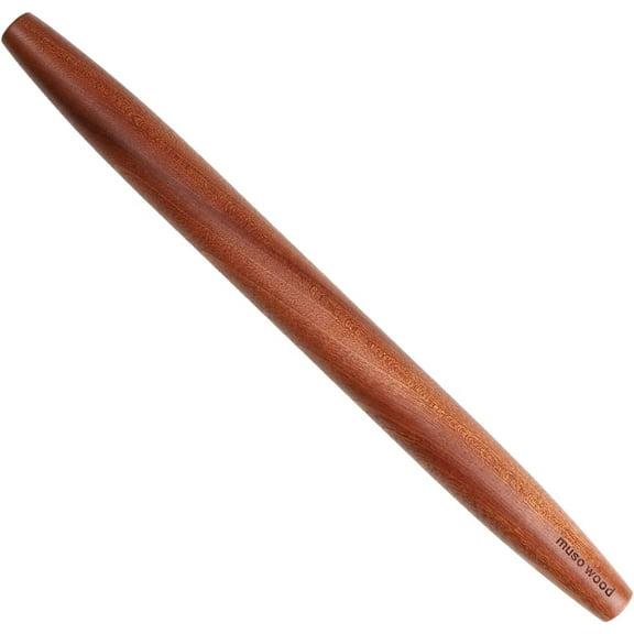 Sapele Wooden French Rolling Pin for Baking, Tapered Roller for Fondant, Pie Crust, Cookie, Pastry (French 15-3/4inch)