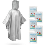 SaphiRose 5 Pack Rain Ponchos for Kids Disposable Ponchos Thick Emergency Raincoats