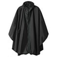 SaphiRose Hooded Rain Poncho Waterproof Raincoat Jacket for Adults with Pockets Black