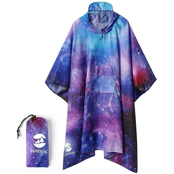 SaphiRose Hooded Rain Poncho Waterproof Raincoat Jacket for Adults