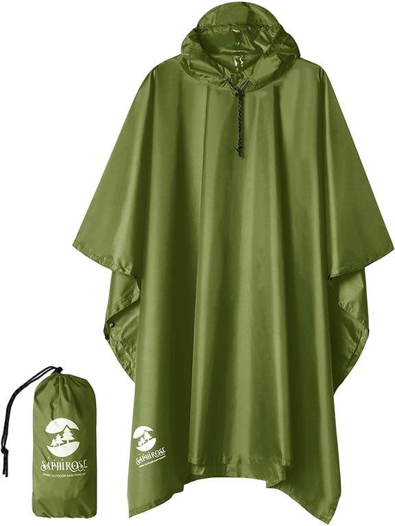 Hooded Rain Poncho for Adult with Pocket, Waterproof Lightweight Unisex Raincoat for Hiking Camping Emergency