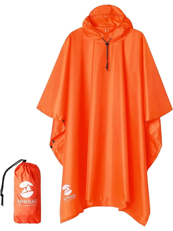 Hooded Rain Poncho for Adult with Pocket, Waterproof Lightweight Unisex Raincoat for Hiking Camping Emergency