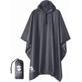 thumbnail image 1 of SaphiRose Hooded Rain Poncho for Adult with Pocket, Waterproof Lightweight Unisex Raincoat for Hiking Camping Emergency, 1 of 6