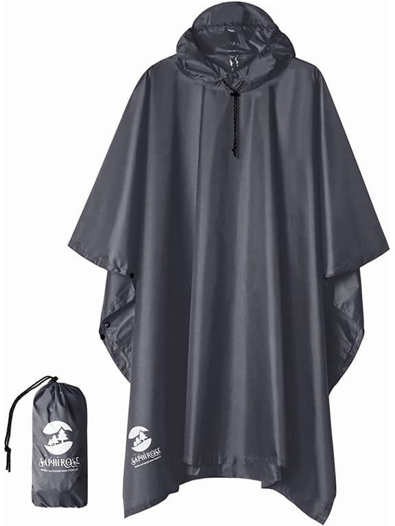Hooded Rain Poncho for Adult with Pocket, Waterproof Lightweight Unisex Raincoat for Hiking Camping Emergency